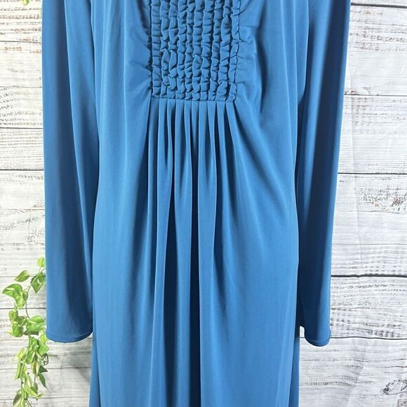 Chadwicks Dress size Extra Large Teal Slinky Stretch Peasant Stretch Modest Boho - Picture 9 of 16